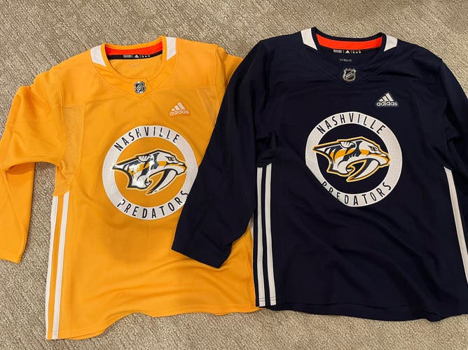 pair of authentic adidas nhl predators practice jerseys