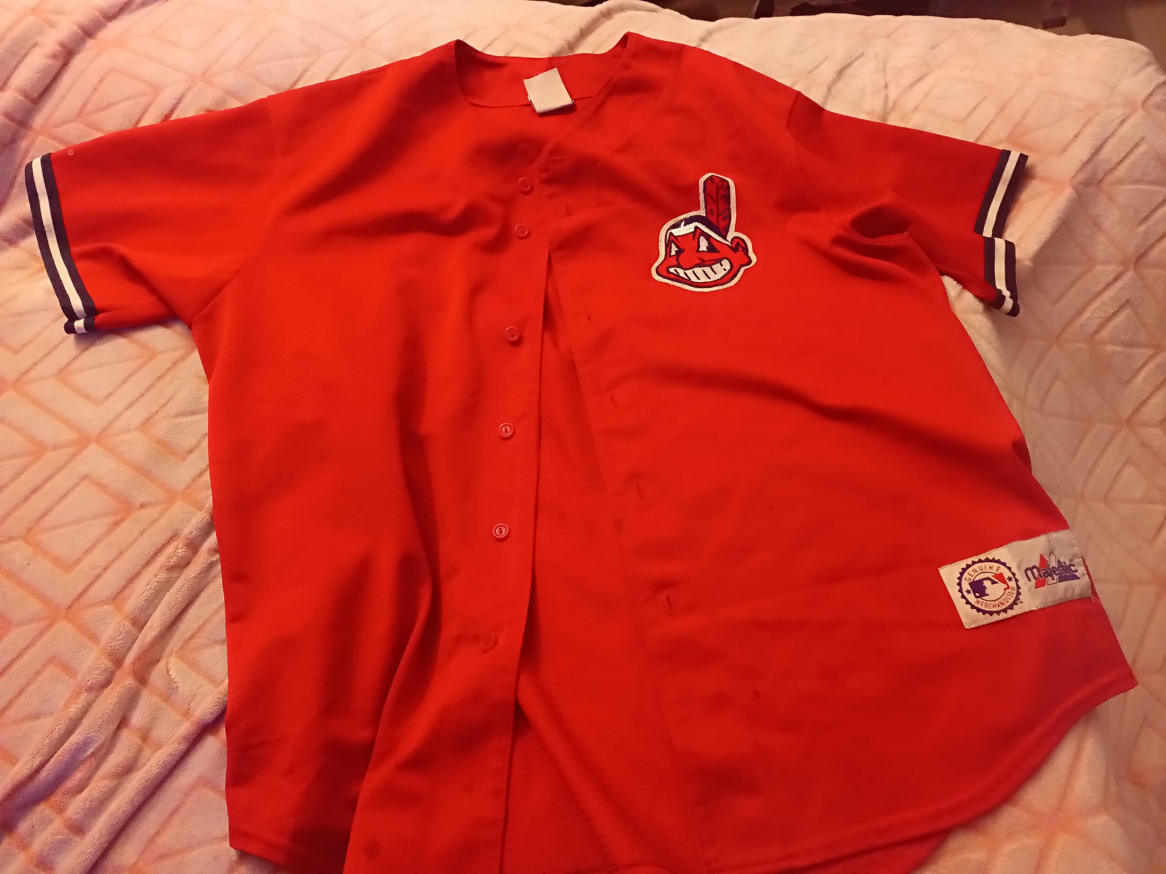 Mlb Cleveland Indians Chief Wahoo #9 Button Up Baseball Jersey