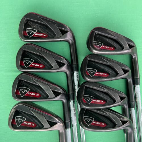 Used Men's Callaway Razr X Black Right Iron Set Uniflex Steel