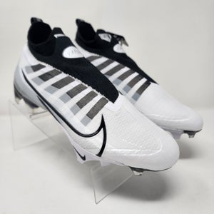 Nike Vapor Edge Elite 360 Flyknit Football Cleats Mens 8.5 White Smoke Grey Logo