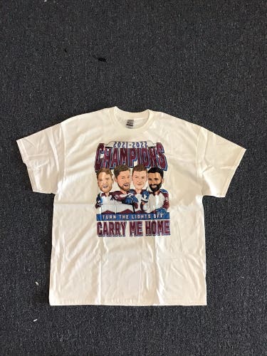 New White Stanley Cup Champions Colorado Avalanche Barstool Sports "Turn the Lights Off" T-Shirt