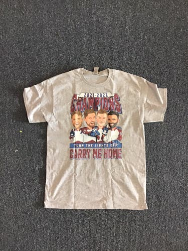New Gray Stanley Cup Champions Colorado Avalanche Barstool Sports "Turn the Lights Off" T-Shirt