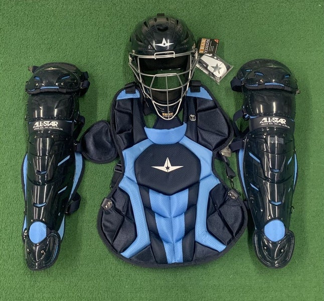 All Star System 7 Axis Intermediate 13-15 Catchers Gear Set - Solid Navy  Blue