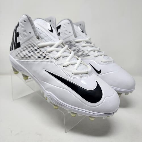 Nike Football Cleats Mens 10.5 White Zoom Code Elite 3/4 Logo Spell Out Swoosh