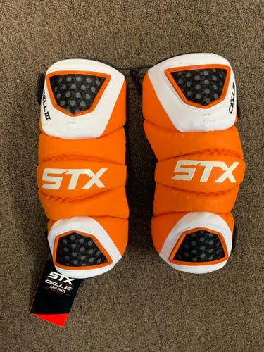 New STX Cell III Large Orange/White Lacrosse Arm Pads