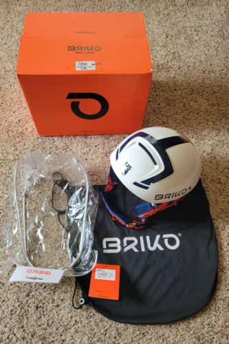 Briko Slalom Ski Helmet 54 US Ski Team USST With Chin Guard White Non-FIS