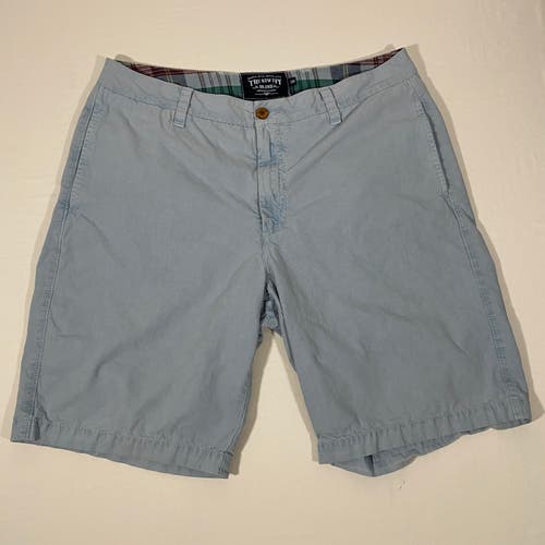 The New Ivy Brand Chino Shorts Men 38 (35) Blue 10" Inseam Flat Front Casual
