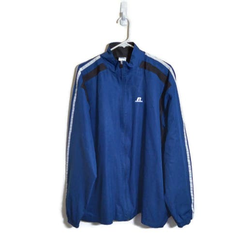 Russell Athletic Men Mesh Lined Windbreaker Track Jacket Sz XL Blue