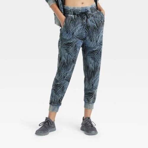 NWT Joy Lab Women's Mid-Rise Tapered Printed French Terry Jogger Pants Blue XS