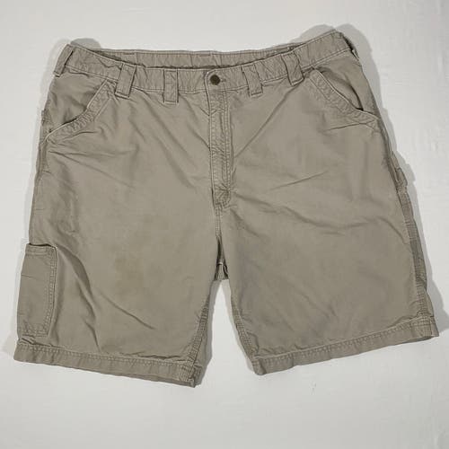 Carhartt Workwear Mens Size 44 (40) Tan Flat Front Slash Pocket Carpenter Shorts
