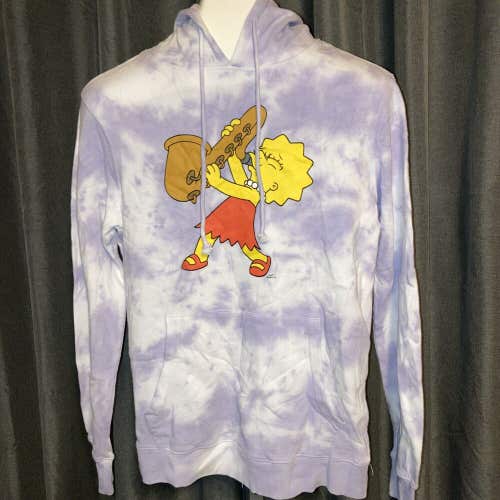 NWT Women's Lisa Simpson Tie Dyed Hoodie White Purple Size Small