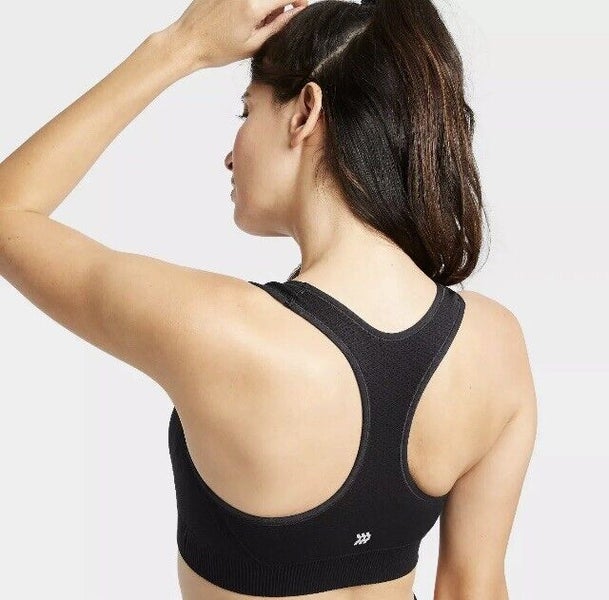 NWT All In Motion Medium Support Racerback Sports Bra Black Size XS