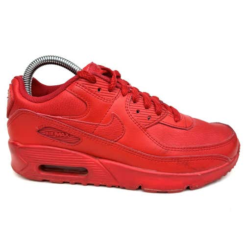 Nike Air Max 90 Leather GS University Triple Red Shoes 5Y Women's 6.5 DC2002-600