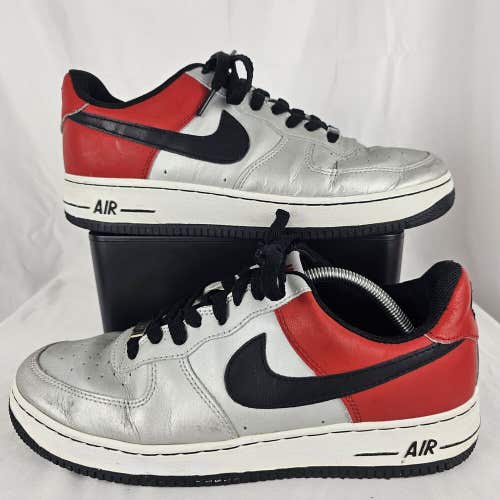 Nike Air Force 1 '82 XXV Low Silver Red Sneakers Mens Size 10.5 315122-006