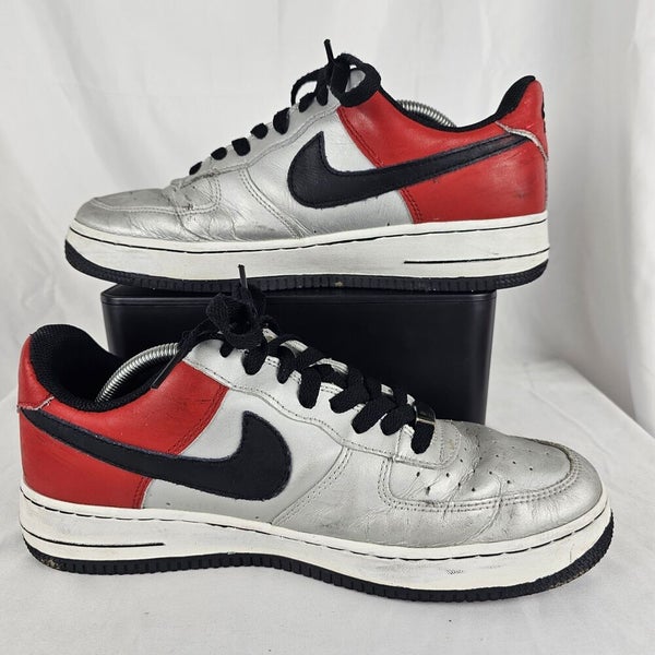 Nike Air Force 1 '82 XXV Low Silver Red Sneakers Mens Size 10.5