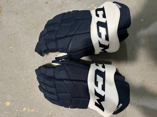 Game Used Navy CCM HGTK Pro Stock Gloves Colorado Avalanche Matteau 15”