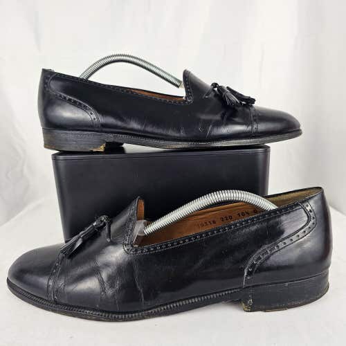 Salvatore Ferragamo Men’s 10.5 D Leather Black Tassel Slip On Italian Loafers