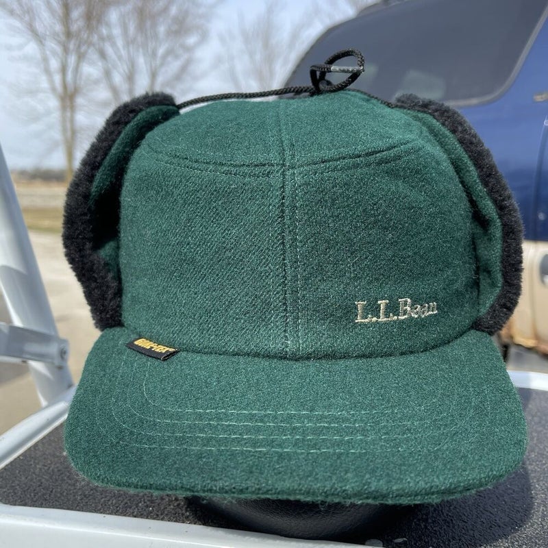 LL Bean Hat Baseball Cap Adult Small Black Vintage Lined Winter