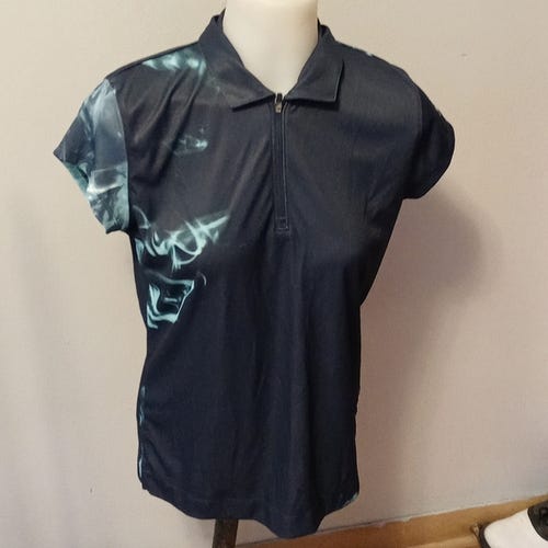 NWT SLAZENGER VAPOR PRINTED SS POLO GOLF SHIRT WOMENS S HYDRO-DRY GREY SLATE TOP