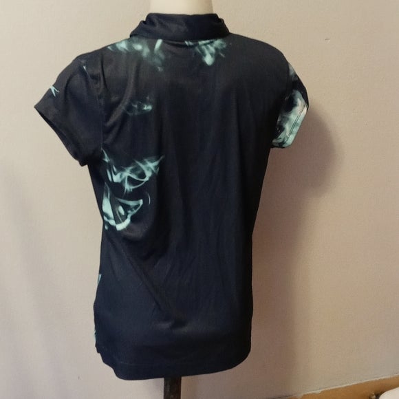 NWT SLAZENGER VAPOR PRINTED SS POLO GOLF SHIRT WOMENS S HYDRO-DRY GREY SLATE TOP