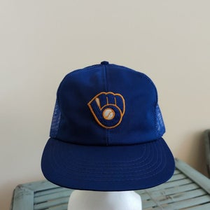 Vintage Milwaukee Brewers Annco Mesh Trucker Snapback Hat L MLB