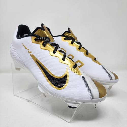 Nike Baseball Cleats Mens 10.5 White Metallic Gold React Vapor Ultrafly Elite 4