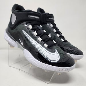 Nike Football Cleats Mens 12 Black Alpha Huarache React Elite 4 Mid Swoosh Logo
