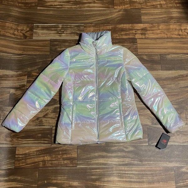 New Balance Puffer Tech Jacket NWT Quilted Iridescent Rainbow Size