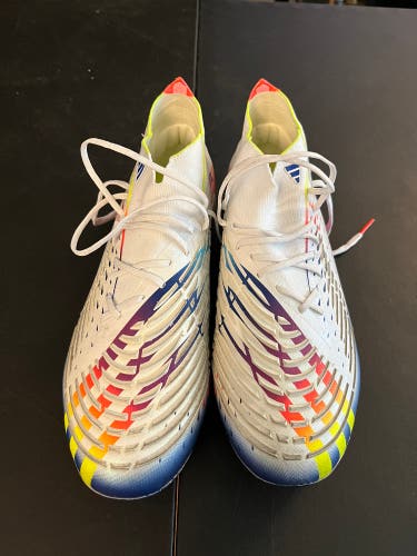 White Unisex Molded Cleats Adidas Predator Edge .1 Mid  Cleats