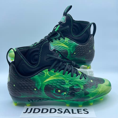 Under Armour Spotlight Lux MC LE Slime Green Black Football Cleats Men’s Sz 10.5