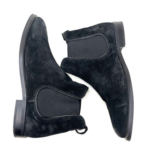 Aldo Chelsea Black Suede Leather Pull On Ankle Boots Men