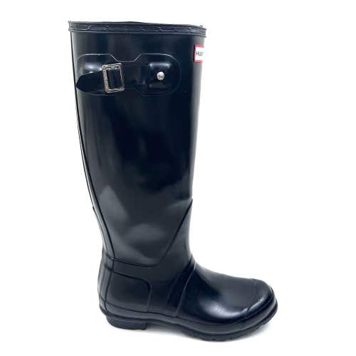 Hunter Original Gloss Tall Wellington Rain Boots Womens Size 7 EUR 38 Black
