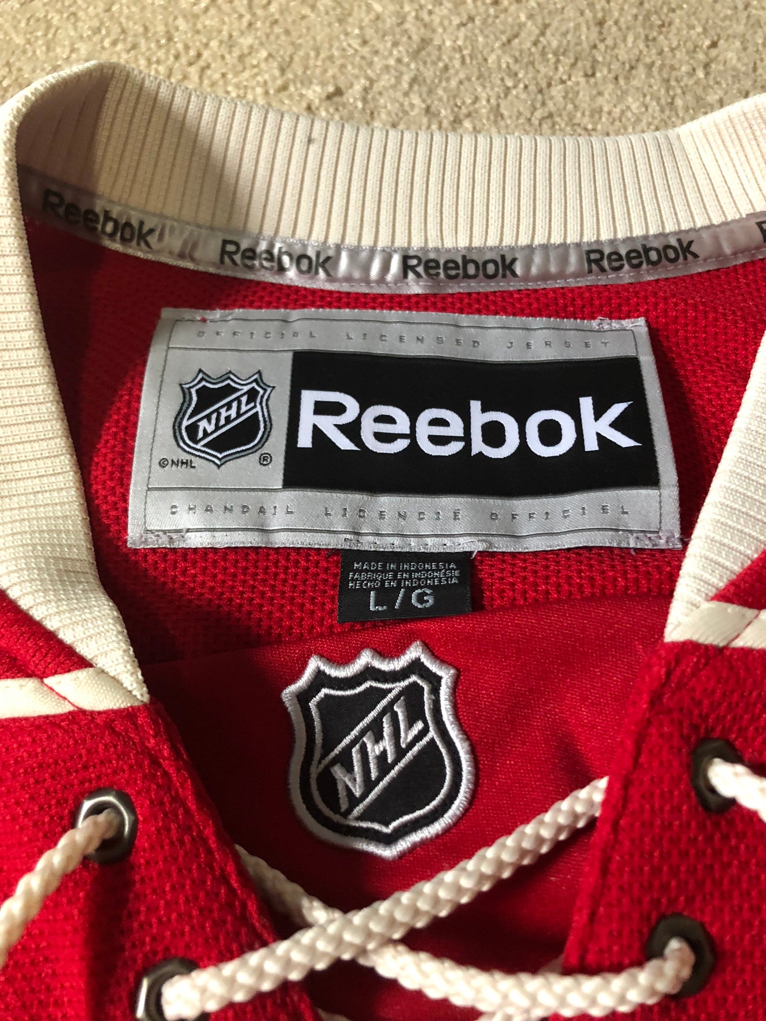 Reebok Atlanta Thrashers Wordmark NHL Hockey Jersey Red Alternate Blank Third L