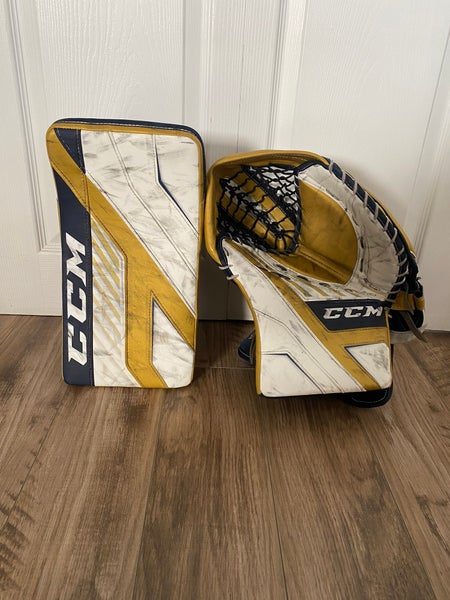 Regular axis pro goalie glove and blocker