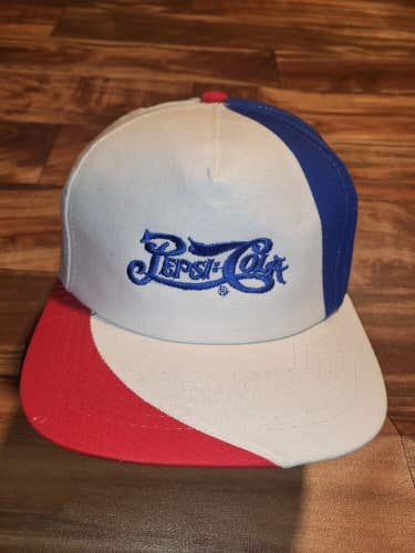 Vintage Pepsi Cola Soda Drink 90s Promo Hat Cap Vtg Red White Blue Snapback