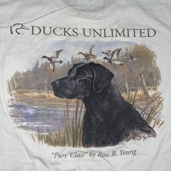 Vintage Ducks Unlimited Shirt Mens Size L/XL Black Lab Dog Bird