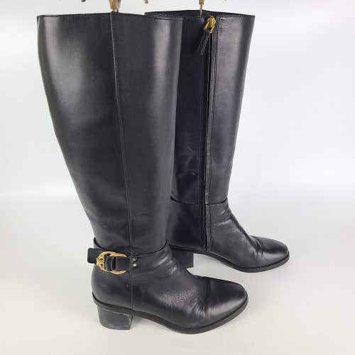 Tory Burch Marsden Black Leather Knee High Boots  Women's Size: 7 M