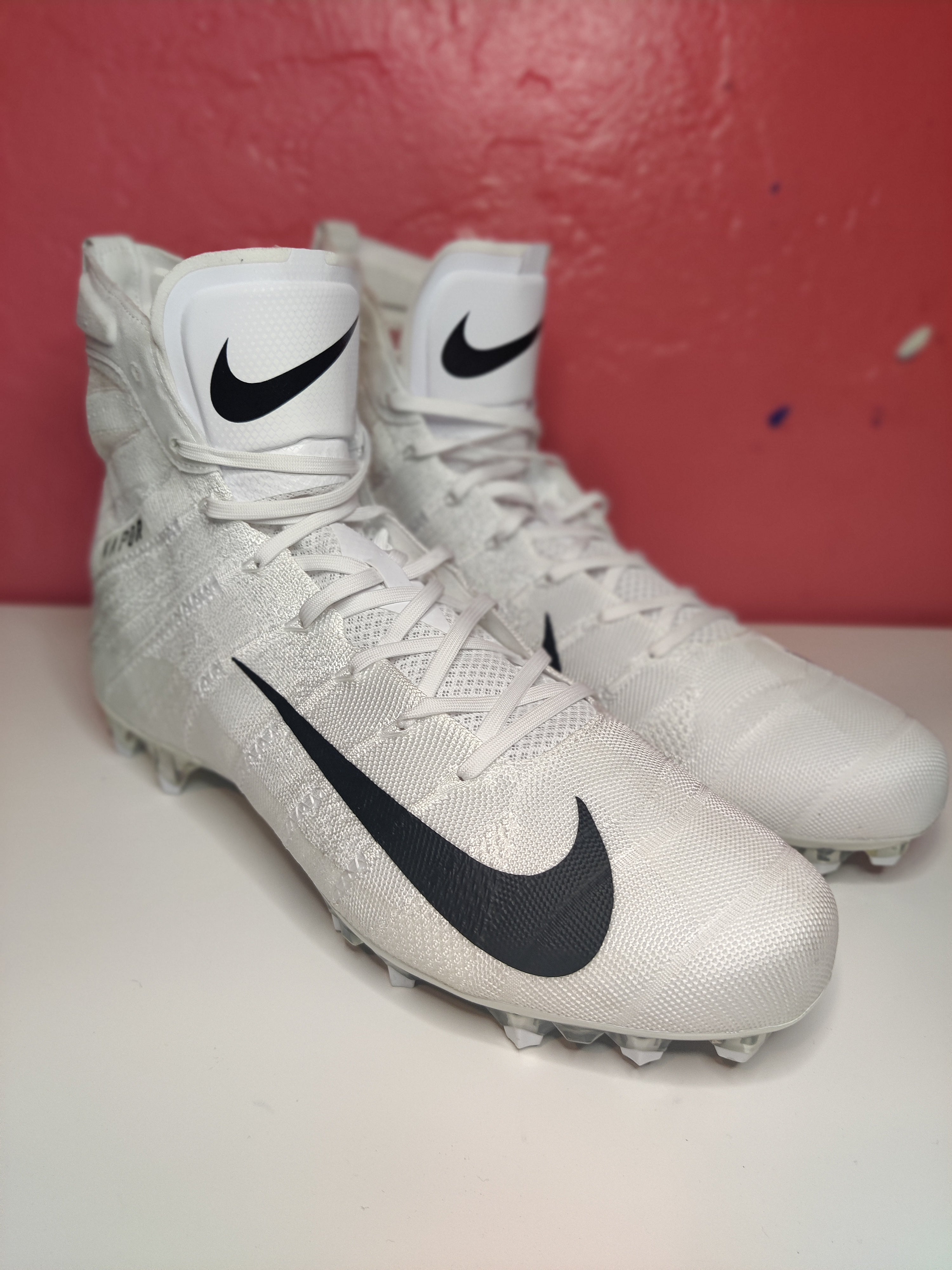 Nike Vapor Untouchable 3 Elite Flyknit White/Black Football Cleats  AO3006-100