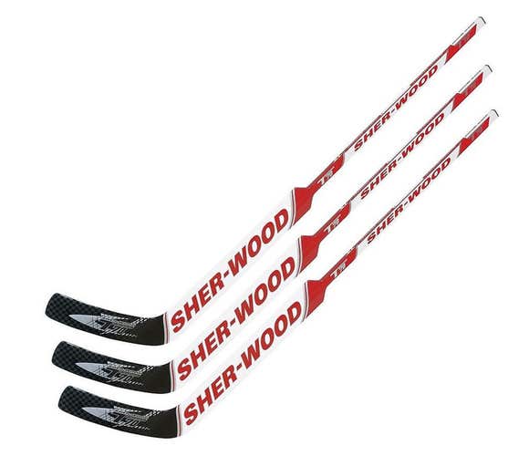 3 Sherwood T70 composite goal stick left 25" PP41 red new senior hockey goalie