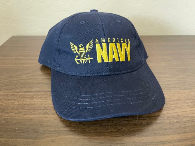 US Navy America's Navy MILITARY SALUTE TO SERVICE Blue Adjustable Stap Cap Hat!