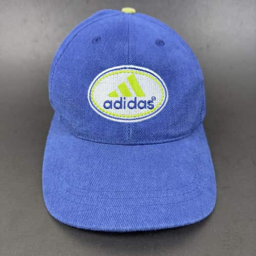 Vintage Adidas Hat Cap Snap Back Blue Green Spell Out Logo Athletic Mens 90s