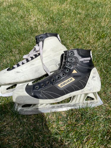 Used Bauer Regular Width Size 9.5 Supreme 7000 Hockey Goalie Skates