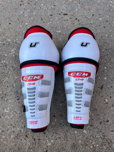Used 8" CCM U+ Hockey Shin Pads OA6