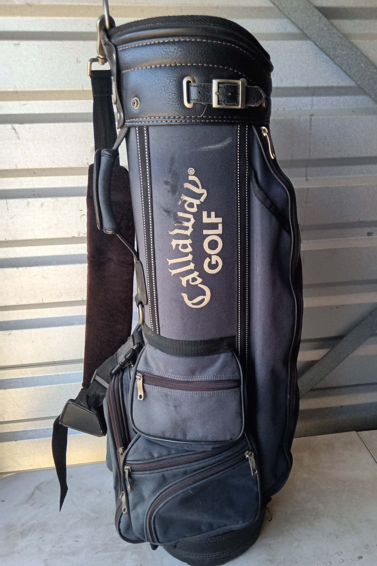 Vintage Callaway Golf Cart Bag Black & Blue, 6 Way Divider, Single Carry Strap