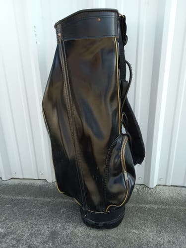 Vintage Black Leather Standing Cart Bag with 14 Tube Divider System