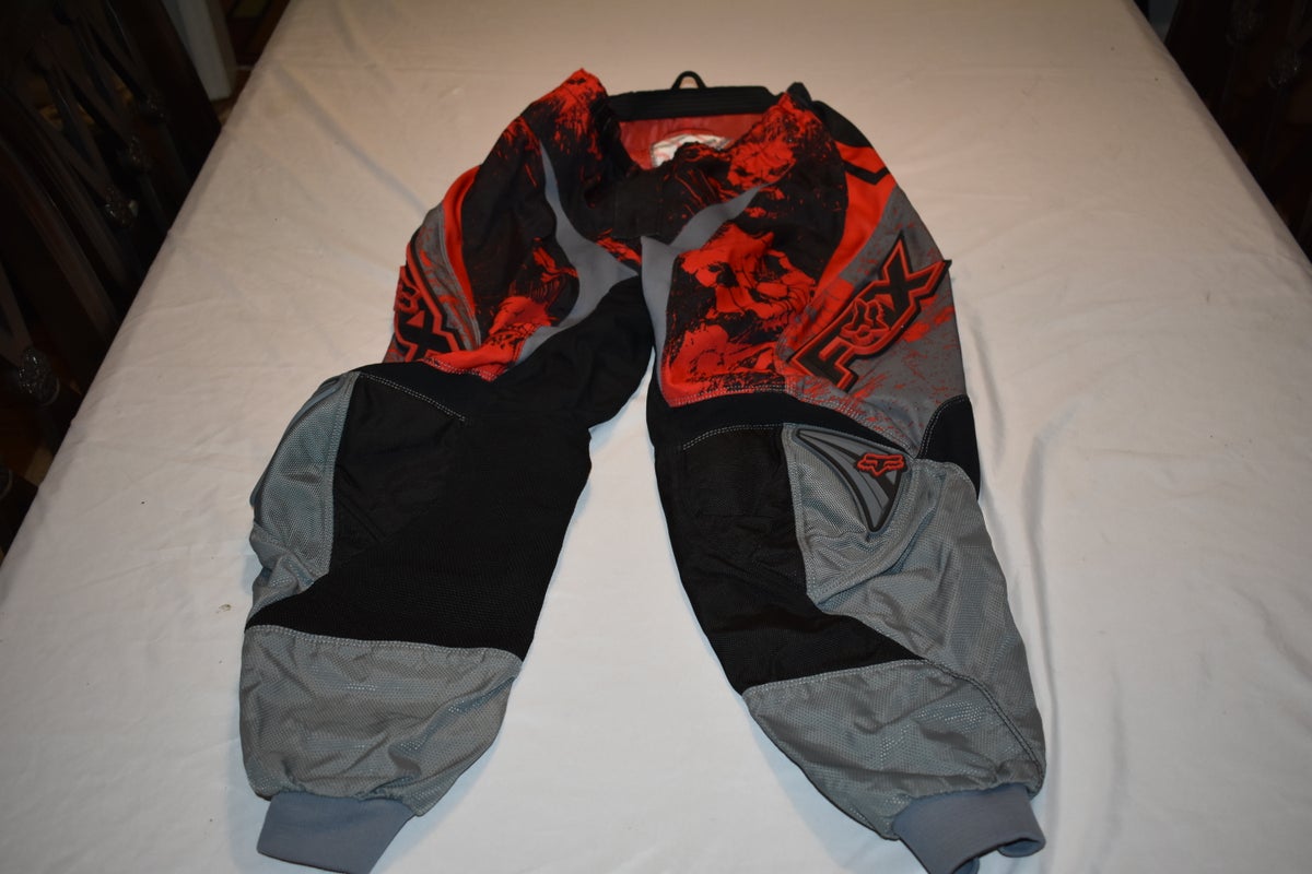 FOX 180 Motocross Pants, Black/Gray/Red, Size 32