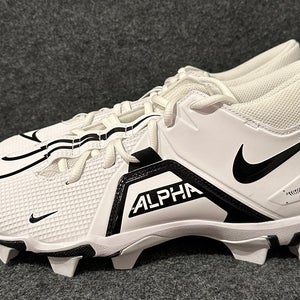 Men’s Nike Alpha Menace 3 Shark Football Cleats White Black CV0582-100   Size 10.5