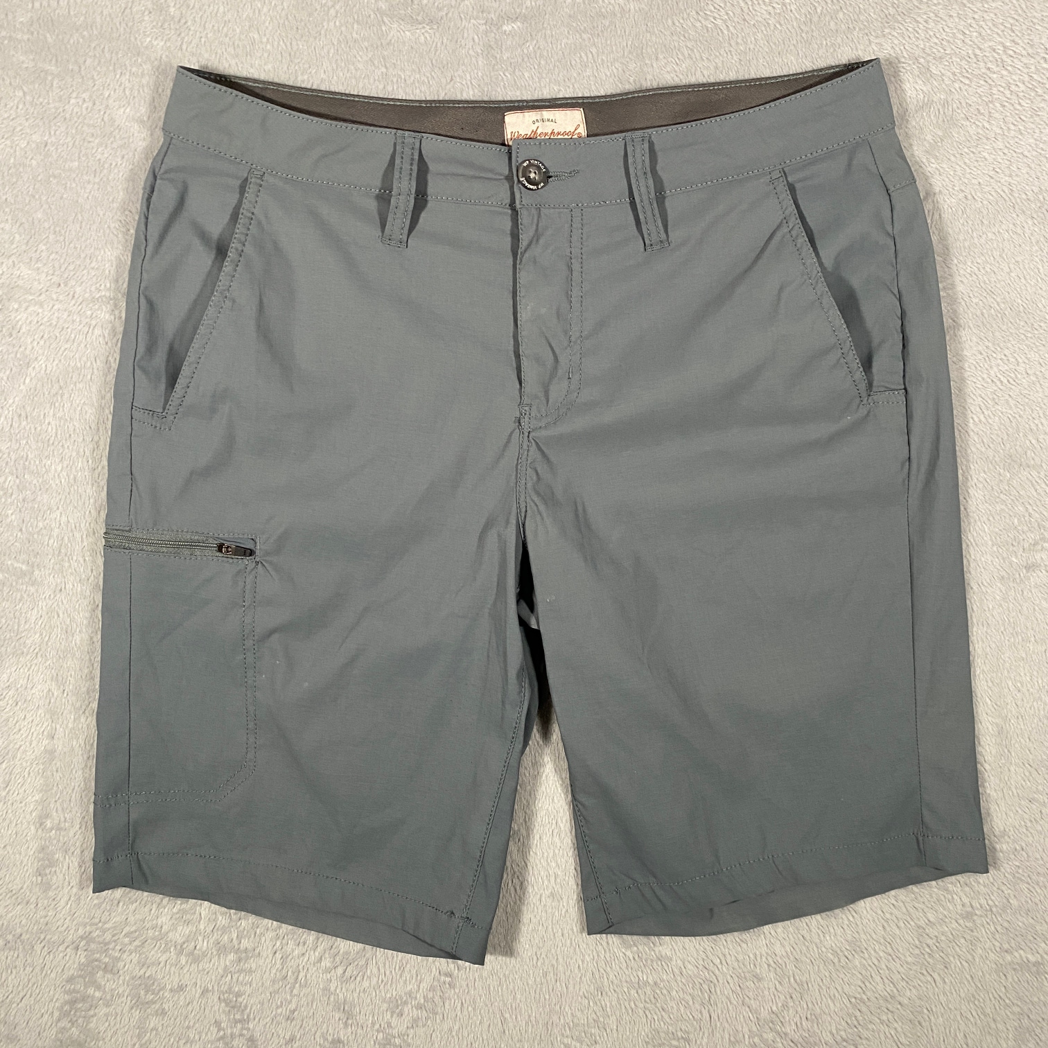 Weatherproof Vintage Mens Shorts Size 32 Stretch Blue Cargo Flat Front Nylon