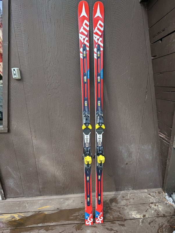 Used Atomic 210 cm Racing Redster FIS SG Skis With Bindings Max Din 18