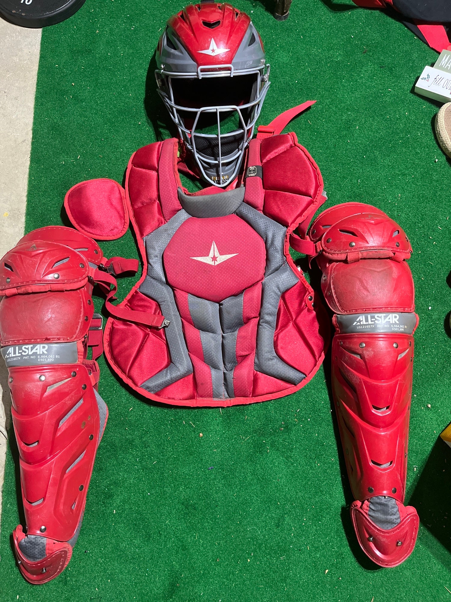 LA Angels Issued All Star System 7 Catcher's Gear - Red